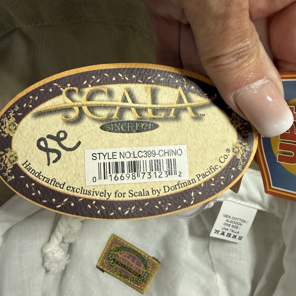 Scala GIANA Big Brim Cotton Bucket Sun Hat Women’s Chino Tan Adjustable Ties NEW - Picture 10 of 10